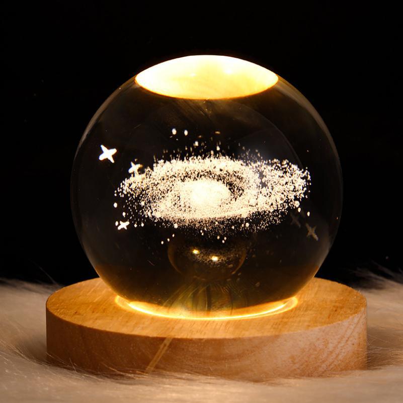 πͺ3D Galaxy Crystal Ball Lamp with LED Base β Perfect Teen Birthday Gift
