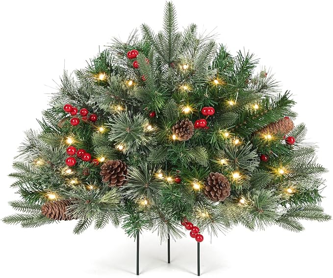 🎄🔥Pre-lit Artificial Christmas Tree Urn Filler💐