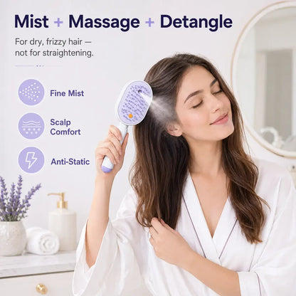 Electric Spray Massage Hair Brush for Frizzy Hair