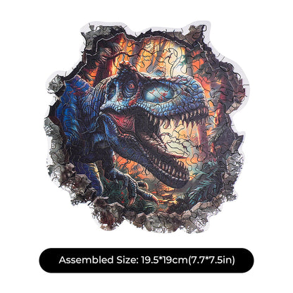 ROBOTIME Wall Breaking T-Rex Wooden Jigsaw Puzzle with Frame