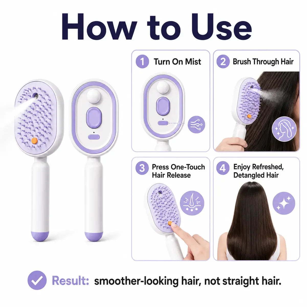 Electric Spray Massage Hair Brush for Frizzy Hair