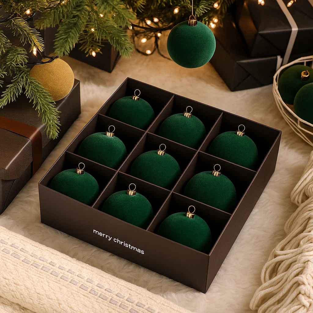 🎄 Christmas Flash Sale 🎁 49% OFF ✨ 9 PCS Vintage 8CM Velvet Christmas Balls – Colorful Hanging Ornaments for Christmas Tree