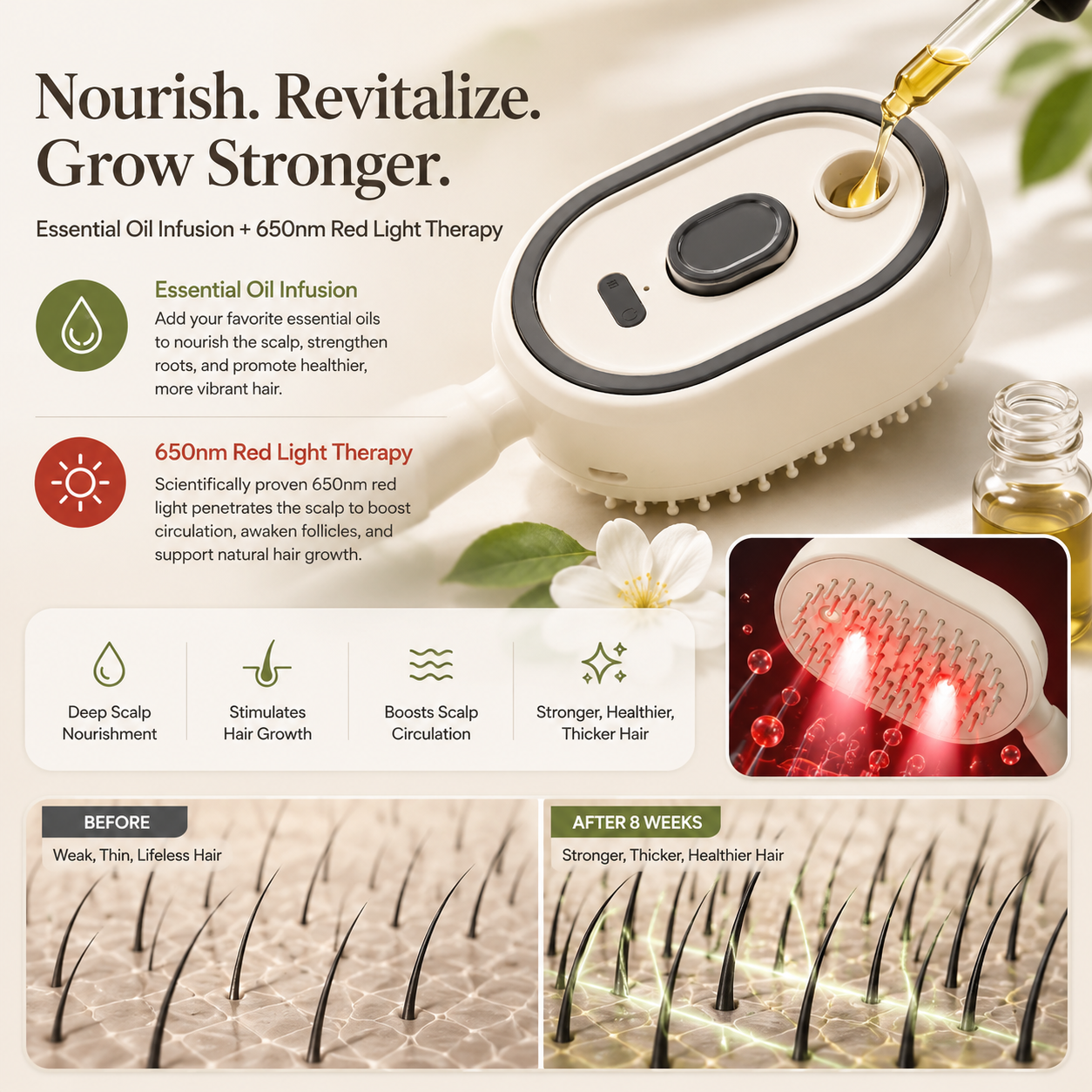 Electric Spray Massage Hair Brush for Frizzy Hair