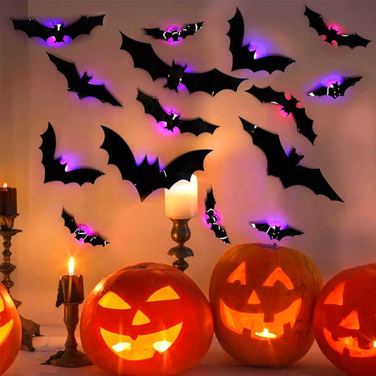 🦇Halloween 3D LED Glowing Bat Wall Decals - Spooky Light-Up Decor