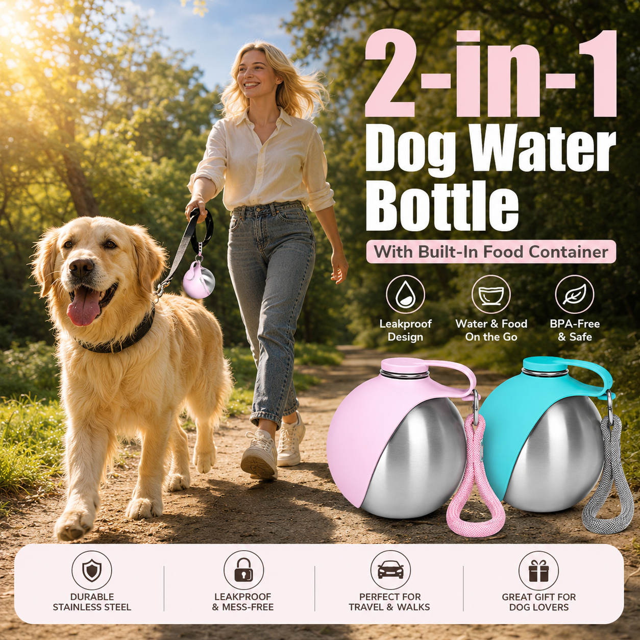 Portable Stainless Pet Water Bottle