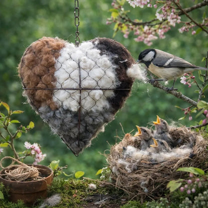 Handmade Alpaca Fiber Bird Nesting Heart for Birds🕊️