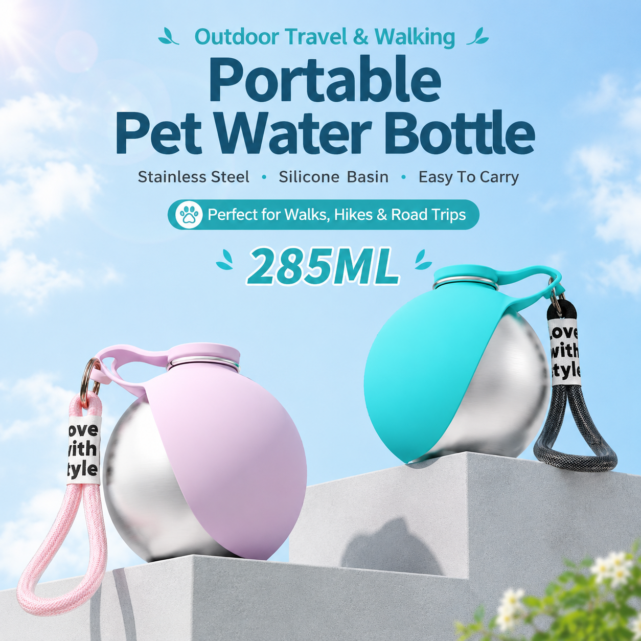 Portable Stainless Pet Water Bottle