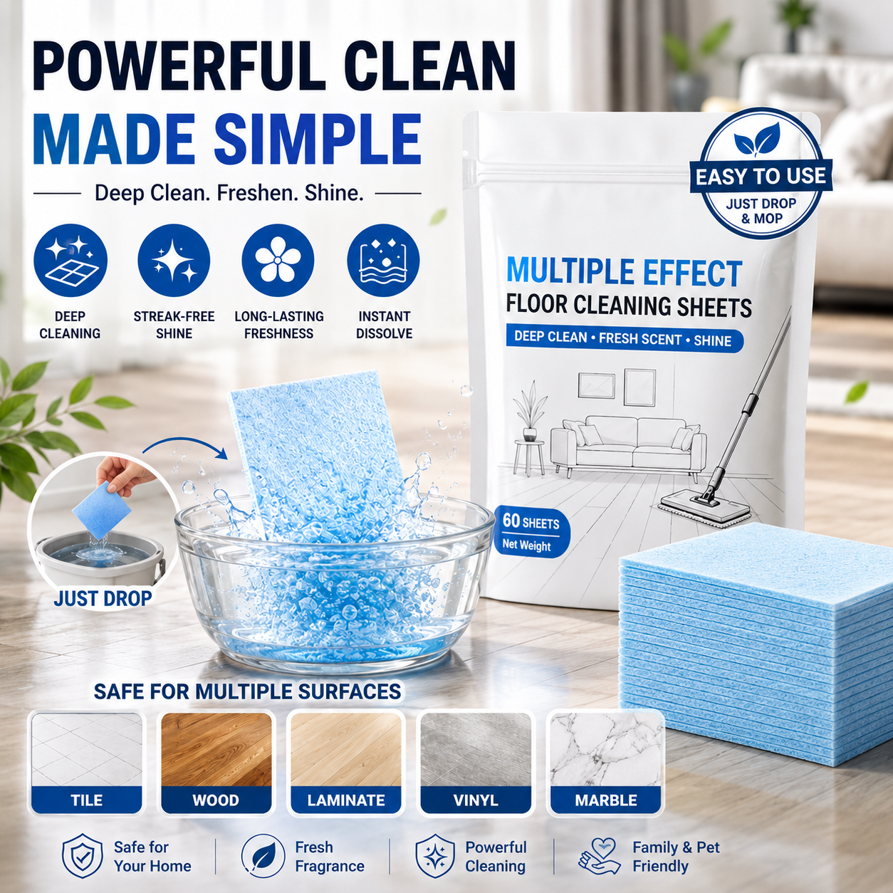 🔥 Last Day 49% OFF | Multi-Surface Floor Cleaning Tablets – Clean, Fresh & Effortless
