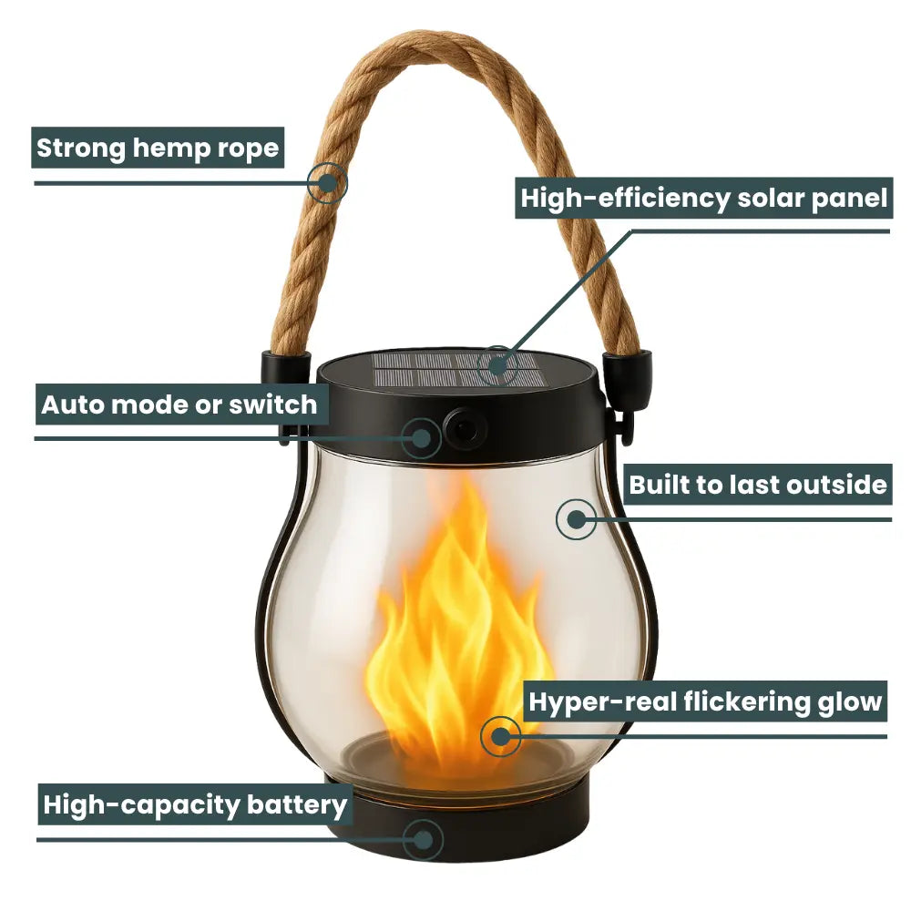 Kaliiqo™ – Flickering Flame Solar Lantern Outdoor Lights