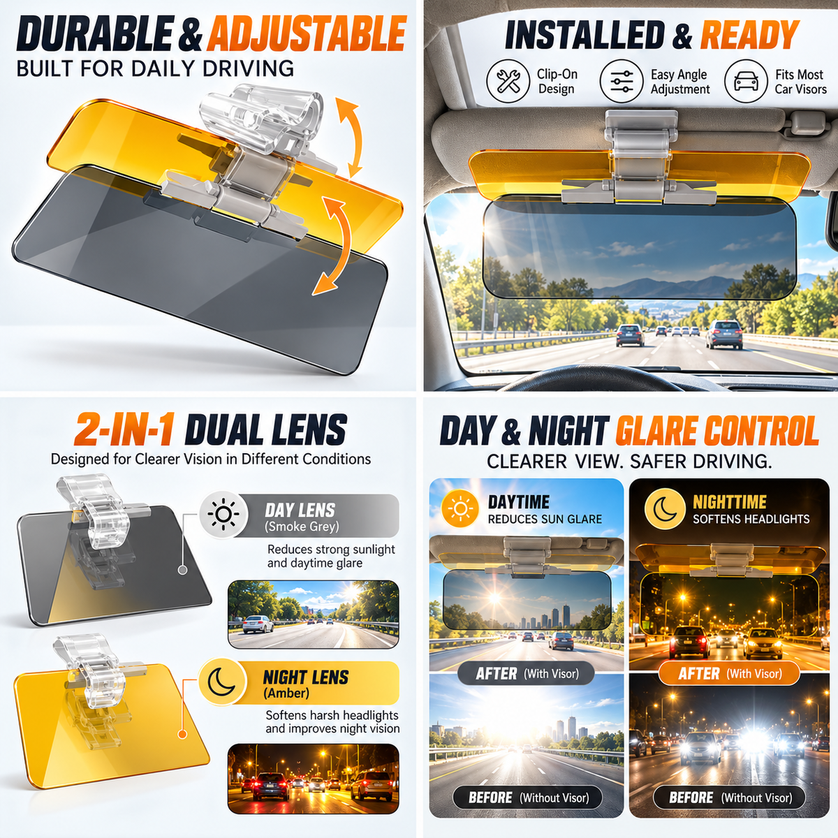 Dual-layer anti-glare sun visor for automobiles