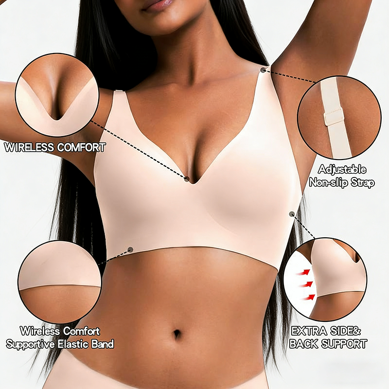 Wireless Deep V Push-Up Bralette — Ultra-Soft Comfort T-Shirt Bra