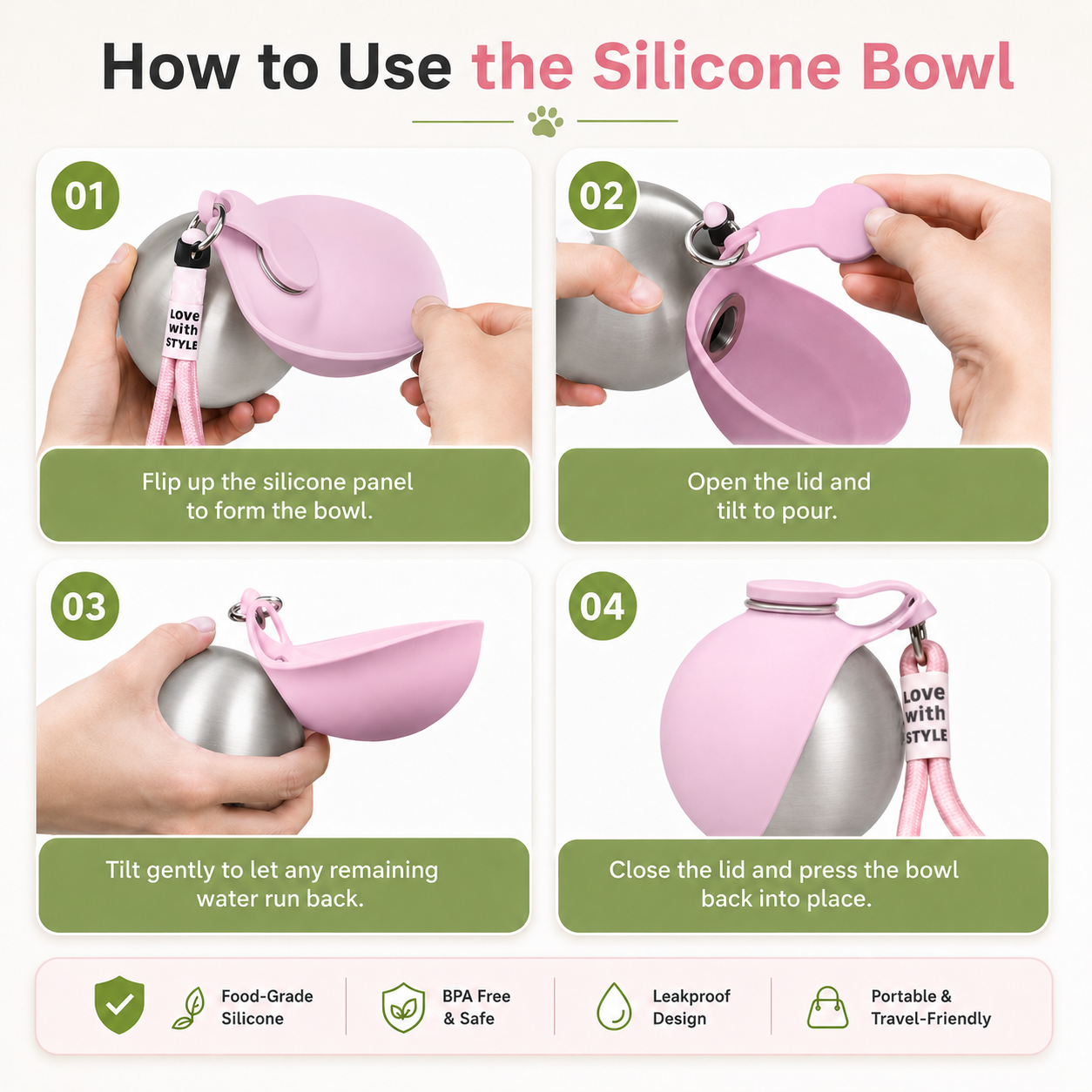 Portable Stainless Pet Water Bottle