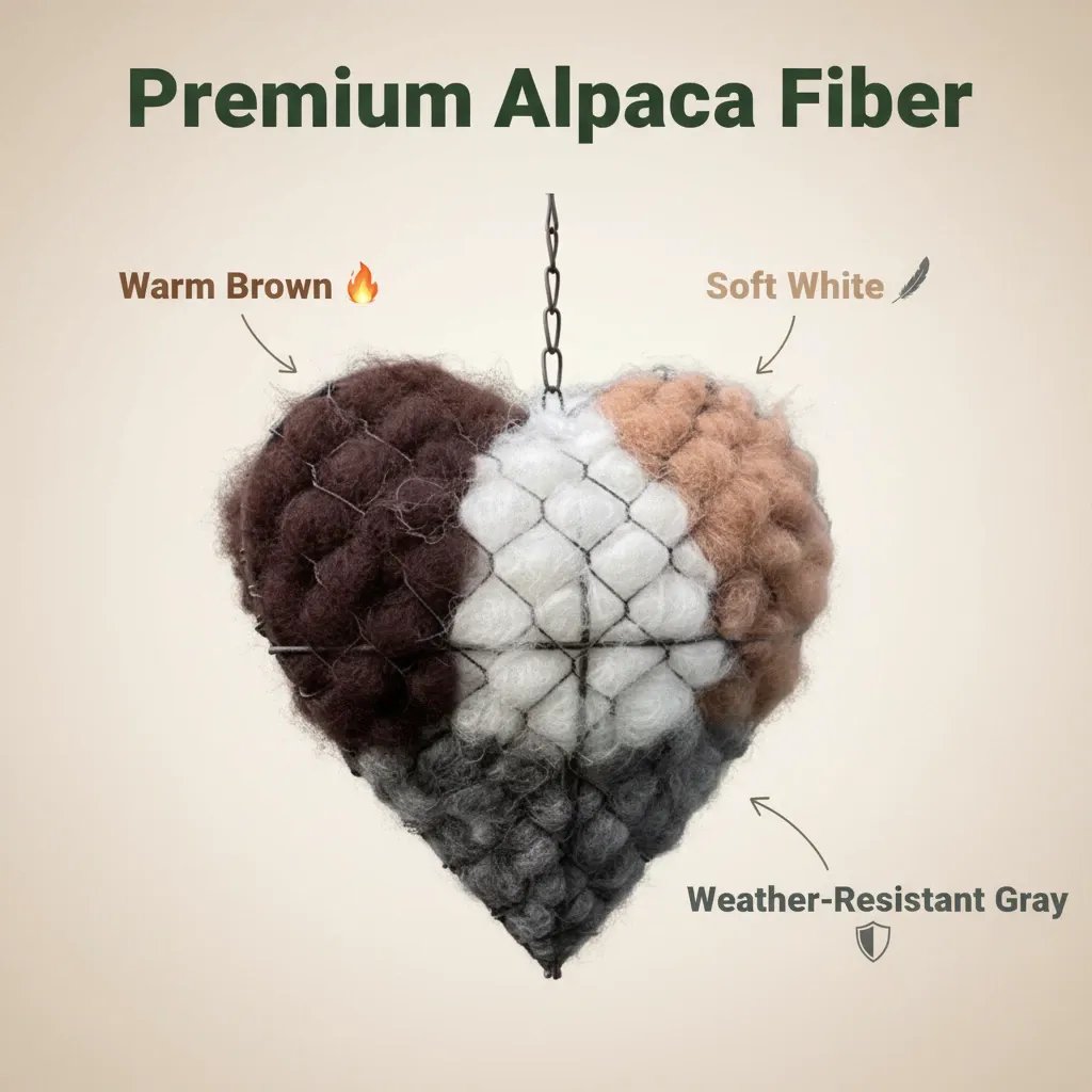 Handmade Alpaca Fiber Bird Nesting Heart for Birds🕊️