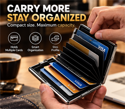 Portable Anti-skimming & Anti-demagnetization Metal Card Holder