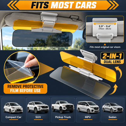 Dual-layer anti-glare sun visor for automobiles