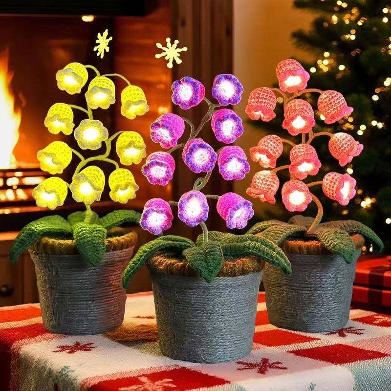 🌸 Lily of the Valley Lamp, Handmade Crochet Artificial Flower Night Light — 🎁Perfect for Valentine’s Day & Mother’s Day