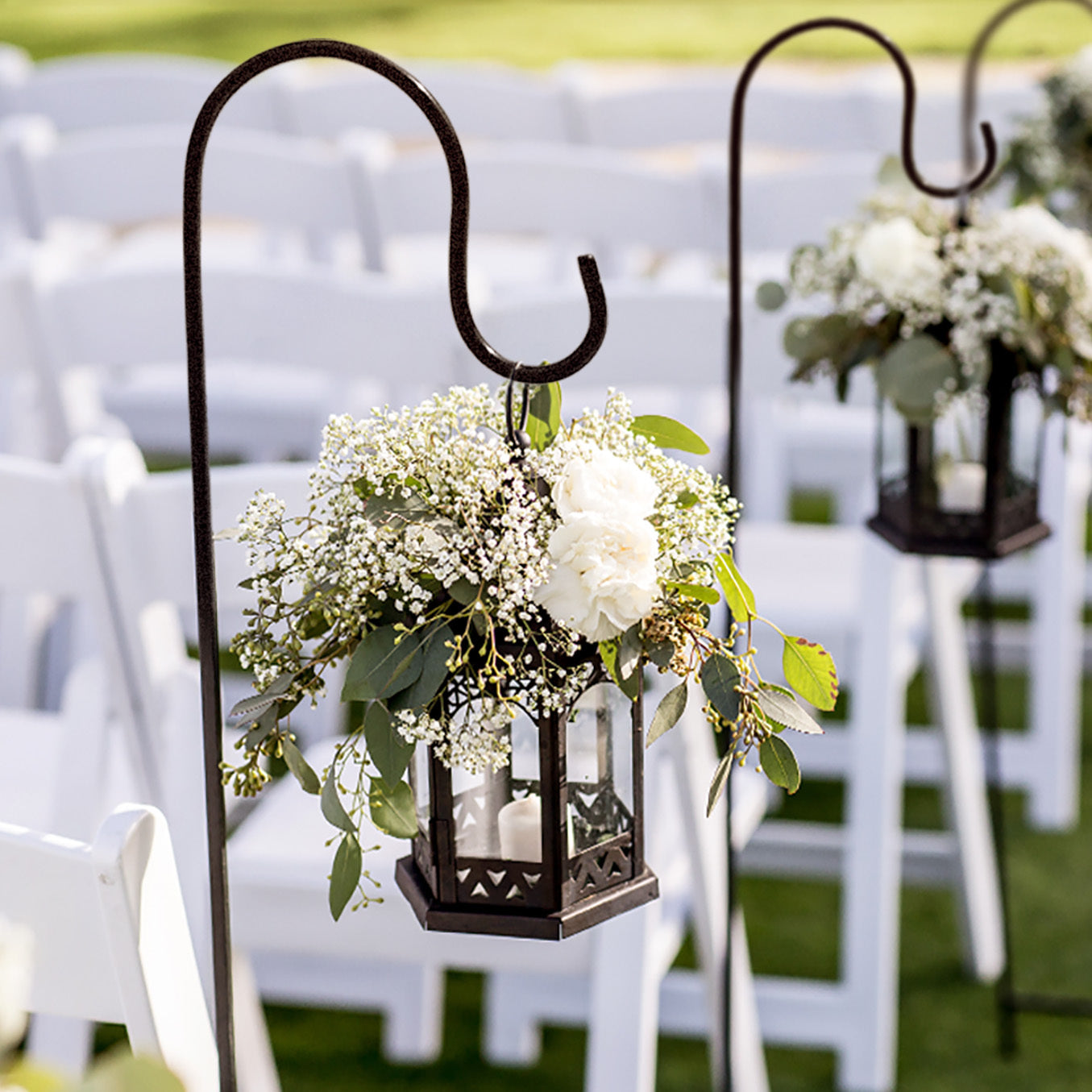 Black Metal Shepherds Hook Lantern Hangers with Prong Base