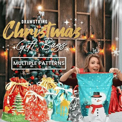 🎁 Christmas Drawstring Gift Bags🎄 — Assorted Sizes for Easy Holiday Wrapping