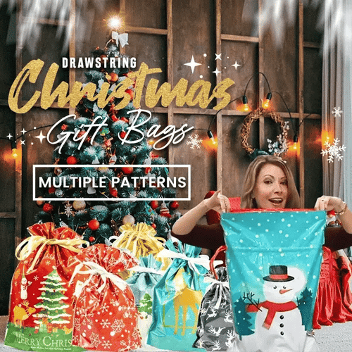 🎁 Christmas Drawstring Gift Bags🎄 — Assorted Sizes for Easy Holiday Wrapping