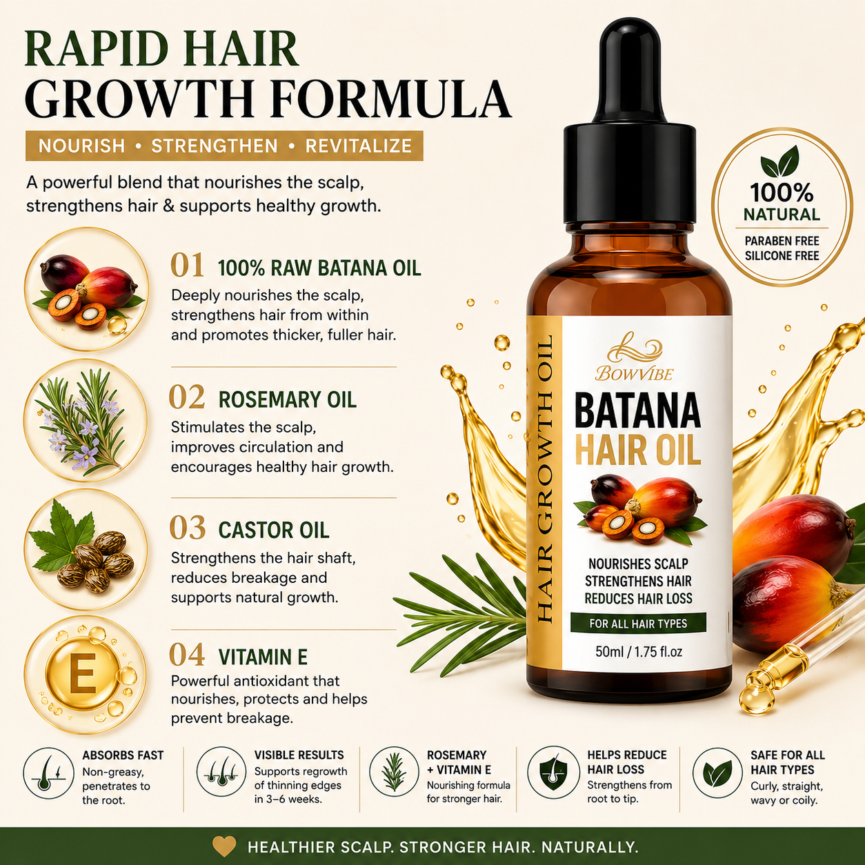 Racines Nourries, Cheveux Plus Denses – Huile de Batana