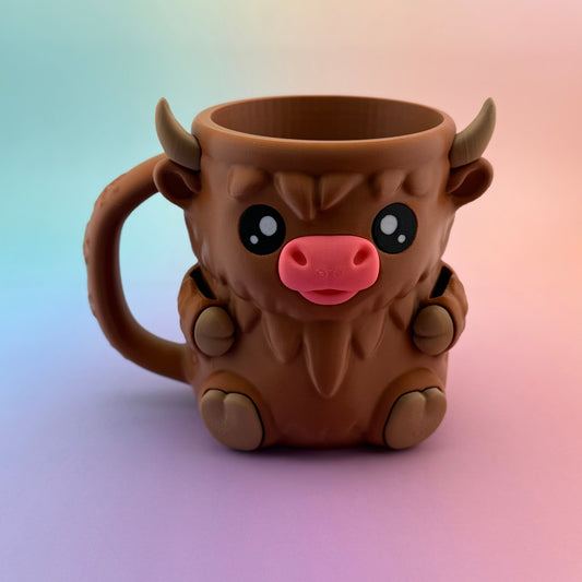 Ferdinand the Highland Cow Ice Cream Pint Holder – Cute Dessert Cozy with Hidden Snack Drawer – Fun Gift for Ice Cream Lovers & Cow Fans