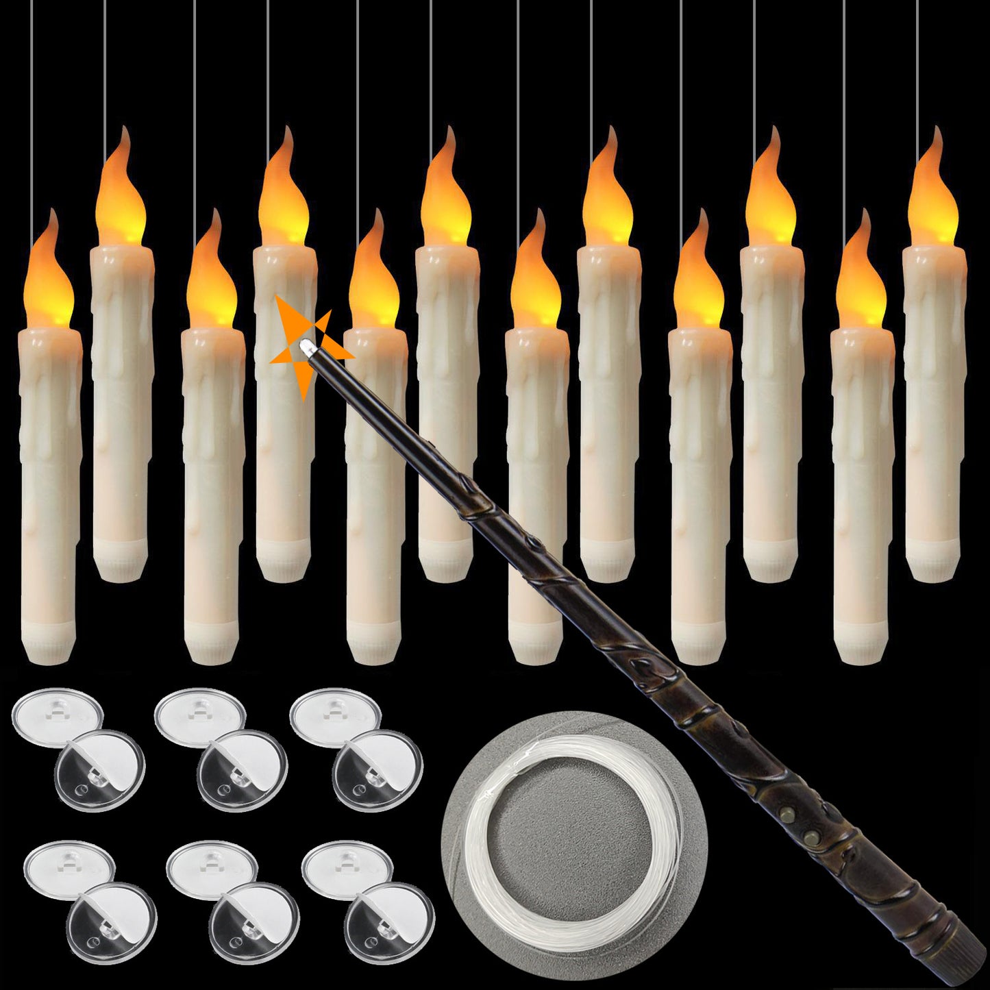 🧙‍♂️Official Wizarding World Floating Flame Candles🕯️ - Enchanting Halloween & Christmas Decor with Wand Control