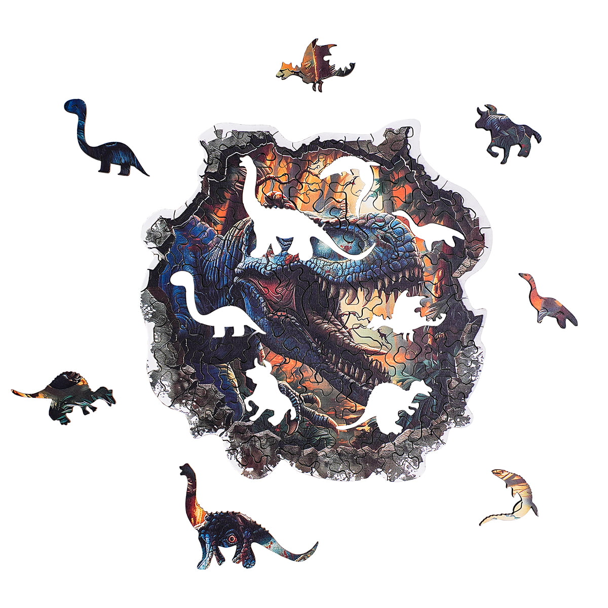ROBOTIME Wall Breaking T-Rex Wooden Jigsaw Puzzle with Frame