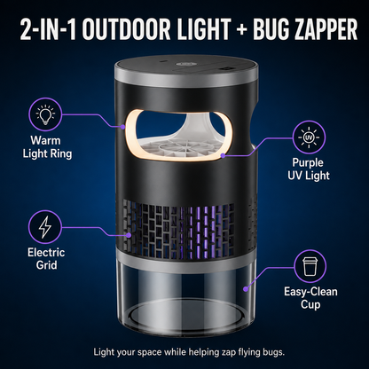 2-in-1 Outdoor Bug Mosquito Zapper Lantern For Patio, Camping & Backyard Nights