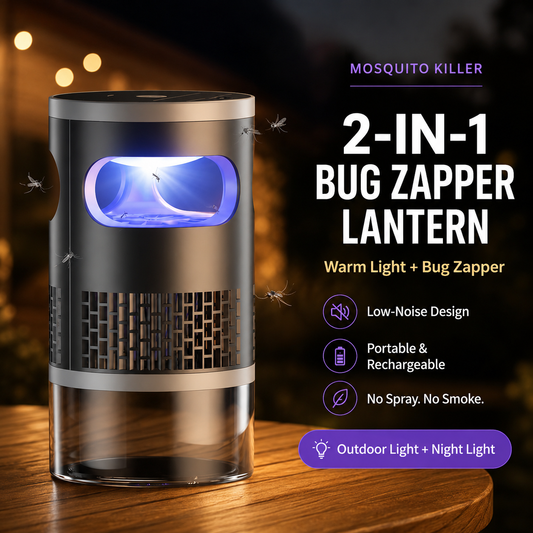 2-in-1 Outdoor Bug Mosquito Zapper Lantern For Patio, Camping & Backyard Nights